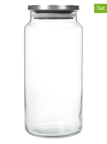 Violeta Home 2-delige set: voorraadglas met desel transparant/zilverkleurig - 1,4 l
