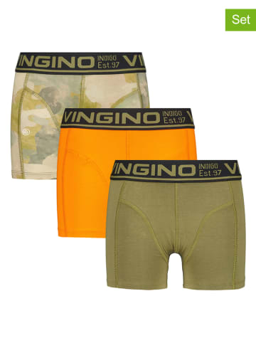 Vingino 3-delige set: boxershorts oranje/kaki