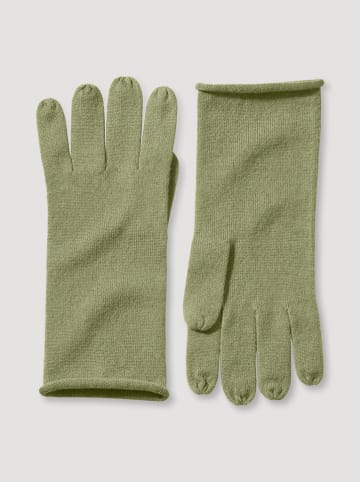 Hessnatur Wełniane rękawiczki w kolorze zielonym