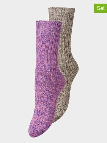 Becksöndergaard 2-delige set: sokken "Milea" paars/bruin