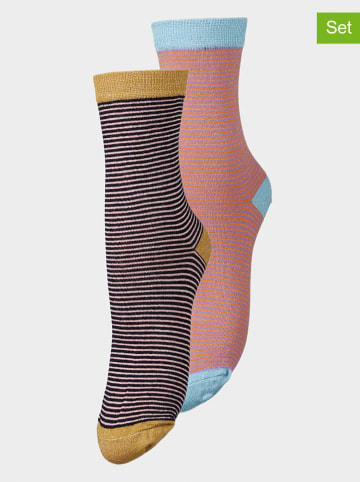Becksöndergaard 2-delige set: sokken "Estella" donkerblauw/oranje