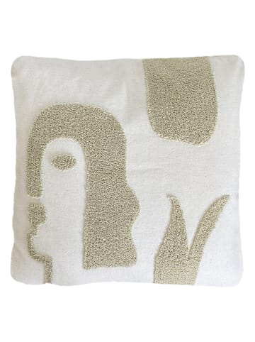 Deco Lorrie Kussen "Art" wit/groen - (L)40 x (B)40 cm