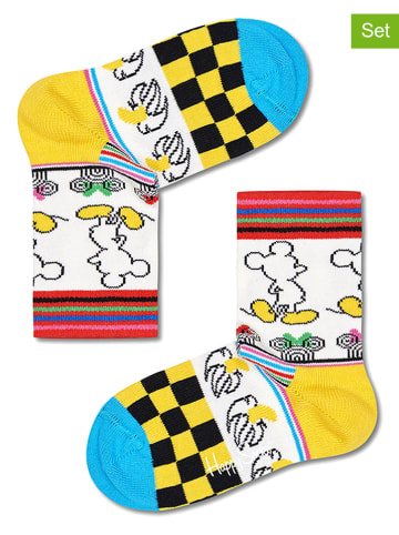 Happy Socks 2-delige set: sokken wit/geel/meerkleurig