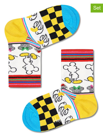 Happy Socks 2er-Set: Socken in Weiß/ Gelb/ Bunt
