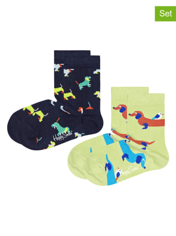Happy Socks 2-delige set: sokken "Dachshund" lichtgroen