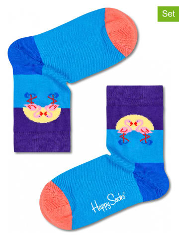 Happy Socks 2-delige set: sokken "Flamingo" blauw