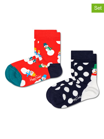 Happy Socks 4-delige set: sokken "Snowman" rood/donkerblauw