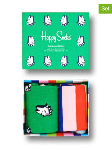 Happy Socks 2-delige geschenkset groen/meerkleurig