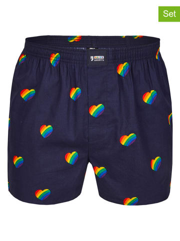 Happy Shorts 2-delige set: boxershorts donkerblauw/meerkleurig