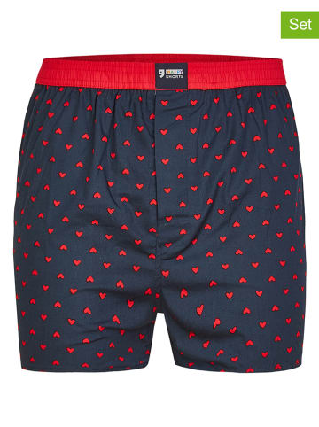 Happy Shorts 2-delige set: boxershorts donkerblauw/rood