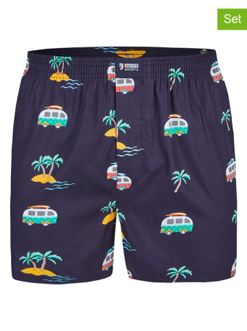 Happy Shorts 2-delige set: geweven boxershorts donkerblauw/turquoise