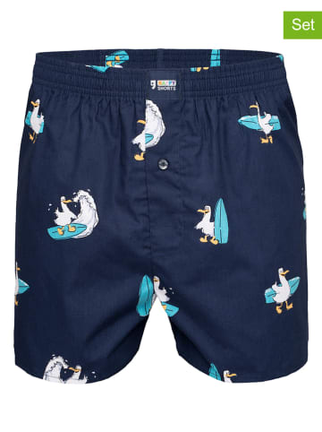 Happy Shorts 2-delige set: boxershorts donkerblauw/wit