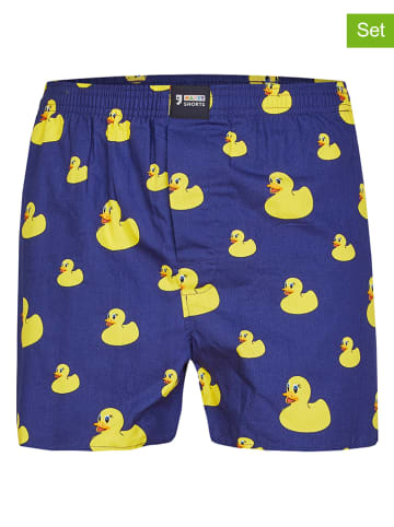 Happy Shorts 2-delige set: boxershorts donkerblauw/geel