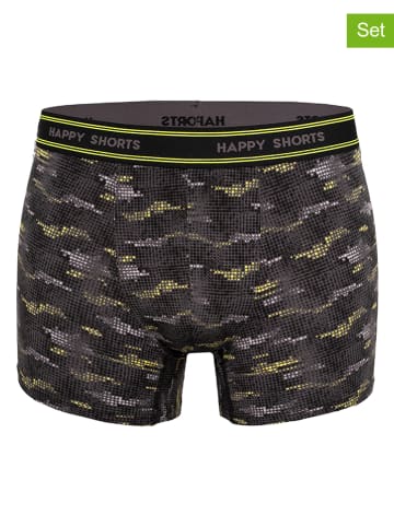 Happy Shorts 2-delige set: boxershorts zwart/antraciet/geel