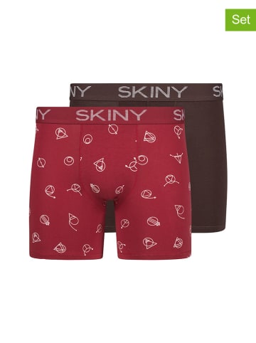 Skiny 2-delige set: boxershorts bordeaux/bruin
