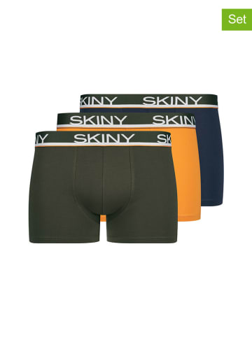 Skiny 3er-Set: Boxershorts in Khaki/ Dunkelblau/ Gelb