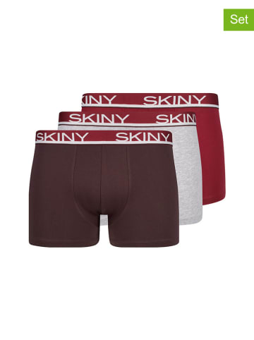Skiny 3-delige set: boxershorts bordeaux/grijs