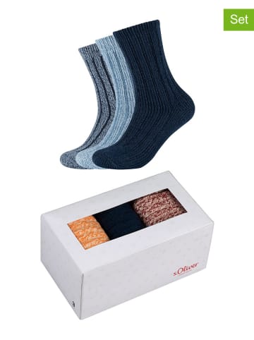 S. Oliver 3-delige set: sokken donkerblauw/grijs/blauw