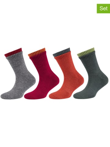 s.Oliver 4-delige set: sokken rood/grijs/groen