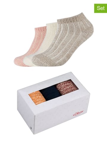 s.Oliver 3-delige set: sokken roze/crème/beige