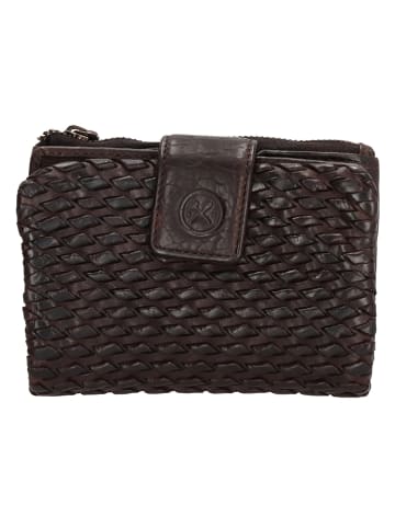 HIDE & STITCHES Leren portemonnee donkerbruin - (B)14 x (H)10 x (D)3,5 cm