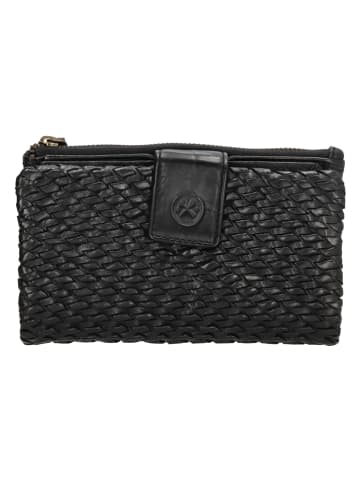 HIDE & STITCHES Leren portemonnee zwart - (B)16 x (H)10 x (D)3,5 cm