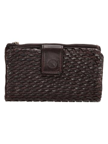 HIDE & STITCHES Skórzany portfel w kolorze ciemnobrązowym - 16 x 10 x 3,5 cm