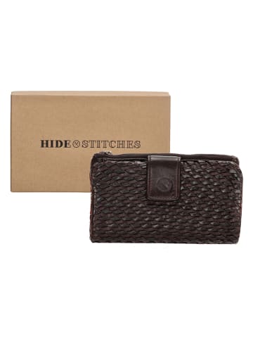 HIDE & STITCHES Leder-Geldbörse in Dunkelbraun - (B)16 x (H)10 x (T)3,5 cm
