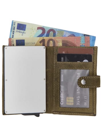 HIDE & STITCHES Leder-Geldbörse in Hellbraun - (B)14 x (H)14 x (T)3,5 cm