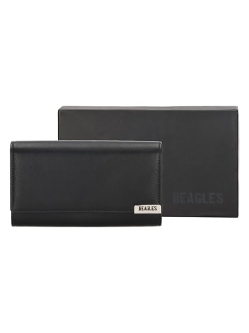 Beagles Leder-Geldbörse in Schwarz - (B)17 x (H)9,5 x (T)4 cm