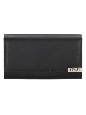 Beagles Leder-Geldbörse in Schwarz - (B)17 x (H)9,5 x (T)4 cm