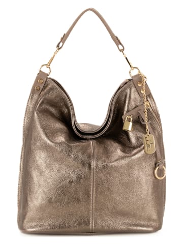 Anna Morellini Leder-Schultertasche "Greta" in Gold - (B)34 x (H)38 x (T)17 cm