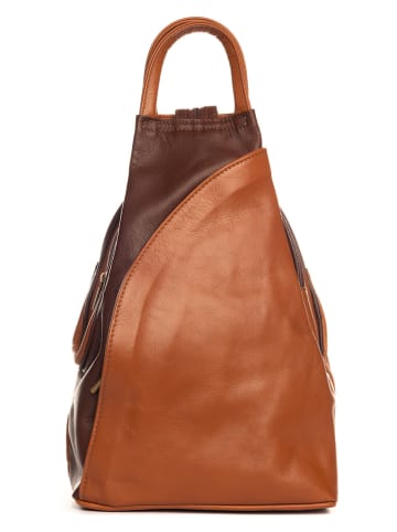 Anna Morellini Leren rugzak "Novara" cognackleurig - (B)29 x (H)34 x (D)13 cm
