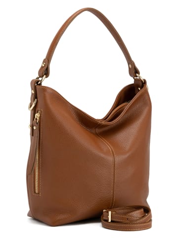 Anna Morellini Leder-Schultertasche "Carrara" in Cognac - (B)36 x (H)28 x (T)12 cm
