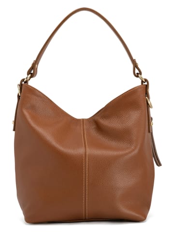 Anna Morellini Leder-Schultertasche "Carrara" in Cognac - (B)36 x (H)28 x (T)12 cm