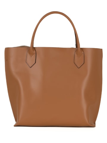 Mia Tomazzi Skórzany shopper bag "Cevedale" w kolorze jasnobrązowym - 32 x 44 x 13 cm