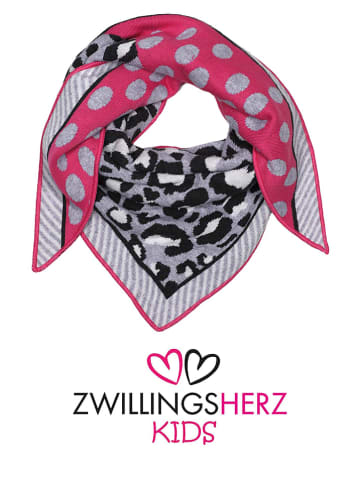 Zwillingsherz Driehoekige sjaal "Jenny" grijs/lichtroze - (L)115 x (B)55 cm