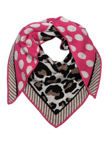 Zwillingsherz Driehoekige sjaal "Jenny" bruin/lichtroze - (L)115 x (B)55 cm