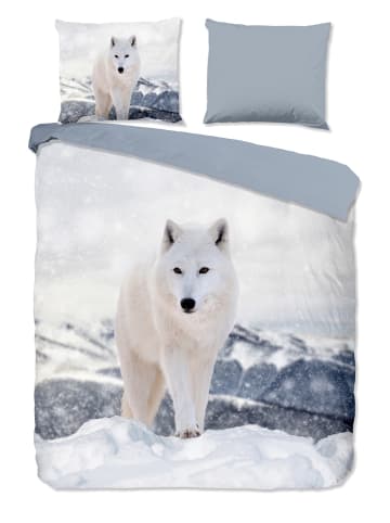 Pure Microvezel beddengoedset "White Fox" wit/blauw