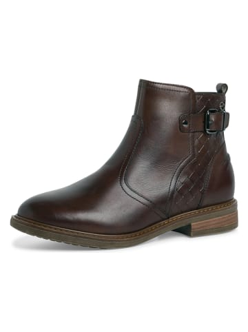 Tamaris Leder-Ankle-Boots in Dunkelbraun