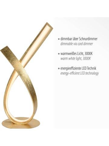 LeuchtenDirekt LED-Tischleuchte in Gold - (B)17 x (H)38,5 x (T)15 cm