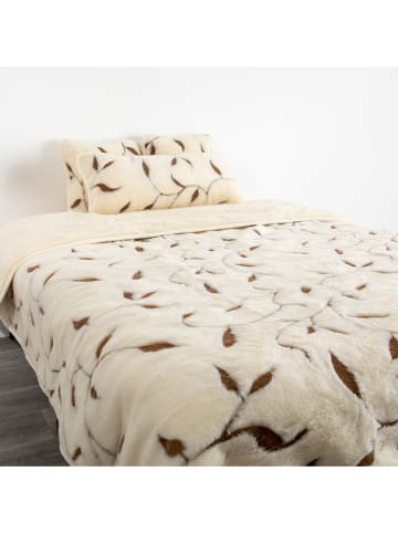 Native Wełniany koc w kolorze kremowym ze wzorem - 200 x 220 cm