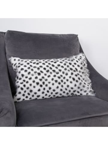 Native Leder-Kissen in Schwarz/ Weiß - (L)50 x (B)30 cm
