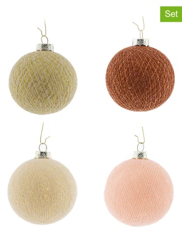 Cotton Ball Lights Bombki (8 szt.) w kolorze złoto-brązowo-czerwonym - Ø 6,5 cm