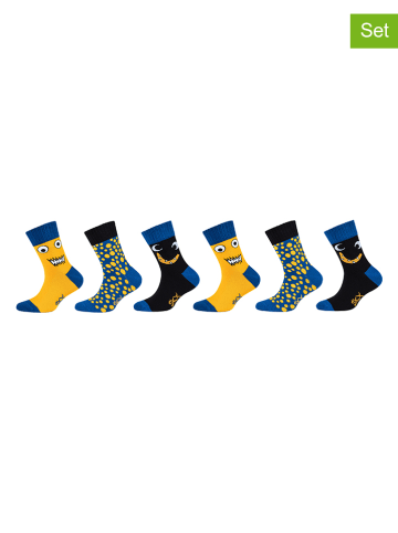 Skechers 6-delige set: sokken donkerblauw/geel