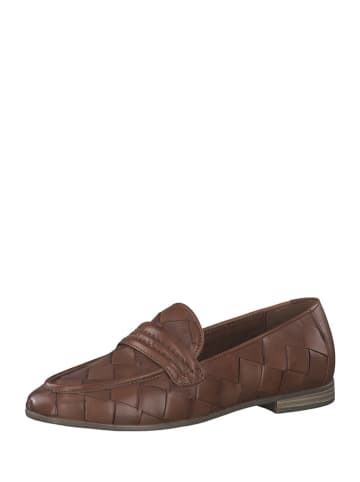 Marco Tozzi Skórzane slippersy w kolorze brązowym