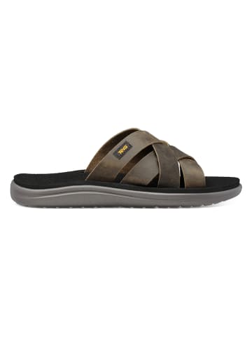 Teva Leder-Pantoletten "Voya Slide" in Khaki