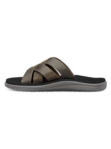 Teva Skórzane klapki "Voya Slide" w kolorze khaki