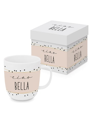 ppd Kubek jumbo "Ciao Bella" w kolorze biało-jasnoróżowym - 400 ml