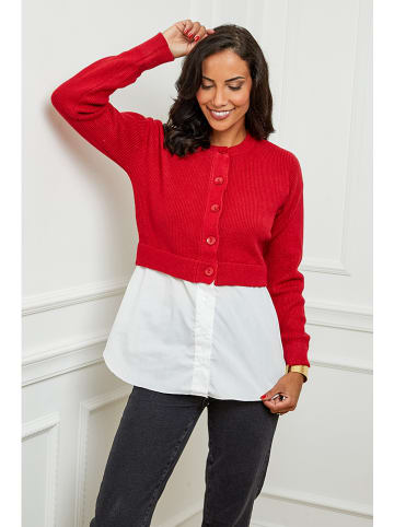 Soft Cashmere Trui rood/wit